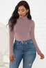 Image of High Quality Long Sleeve Women Sexy Bodysuit 2019 Autumn Winter Female Mock Neck Warm Clothes Slim Fit Fashion Solid Body Suit