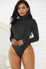 Image of High Quality Long Sleeve Women Sexy Bodysuit 2019 Autumn Winter Female Mock Neck Warm Clothes Slim Fit Fashion Solid Body Suit