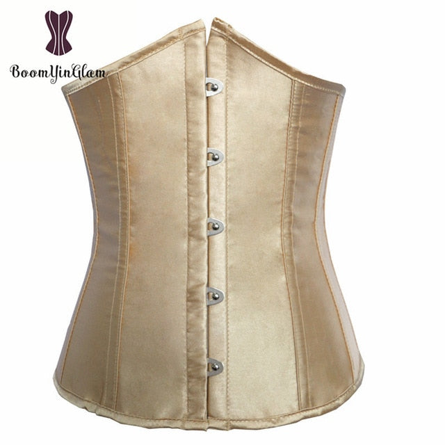 High quality metal busk clips wholesale underbust waist corset slimming waist cinchers lacing bondage satin corsets 28335#