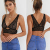 Image of Hirigin Women Deep V Floral Lace Bralette Crop Top Unpadded Triangle Bra Sheer Mesh Bra