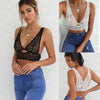 Image of Hirigin Women Deep V Floral Lace Bralette Crop Top Unpadded Triangle Bra Sheer Mesh Bra