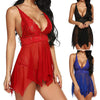 Image of Hirigin Women Sexy Lingerie Sleepwear Satin Silk Babydoll Lace Print Robes Sleep Nightgown Dress