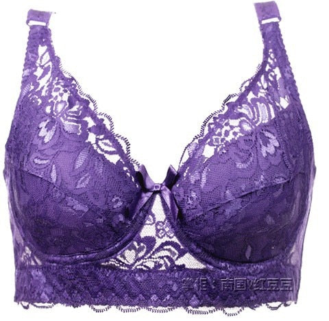 Hot Summer Women Push Up Bra plus size bra B C D Underwear Big Size Padded Sexy lingerie Sheer Bh Purple Black Ladies Brassiere