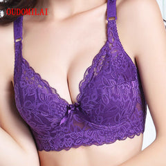 Hot Summer Women Push Up Bra plus size bra B C D Underwear Big Size Padded Sexy lingerie Sheer Bh Purple Black Ladies Brassiere