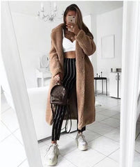 Hot Winter Coat Women 2019 Casual Loose Solid Long Teddy Coat Oversize Vintage Plus Size Thick Faux Fur Jackets Coats White 5XL