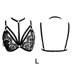 Hot Women Sexy Bra European And American Style Lace Hollow Out See-through Underwear Top Deep V Erotic Lingerie Female Cupless