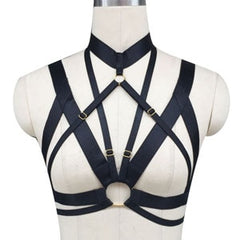 Hot Women harness Bra body crop top Spandex Adjust Cage bra harness Sexy body stocking Goth harajuku  harness belt  hand made