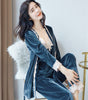 Image of JULY'S SONG  Autumn Winter Warm Pajamas Set Women Sexy Pajamas Sleepwear For Women Sleeveless Strap Nightwear Long Pant Robe