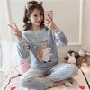 Image of JULY'S SONG Flannel Women Pajamas Sets Autumn Winter Pajamas Cartoon Thick Warm Women Sleepwear Cute Animal Female Homewear