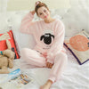 Image of JULY'S SONG Flannel Women Pajamas Sets Autumn Winter Pajamas Cartoon Thick Warm Women Sleepwear Cute Animal Female Homewear