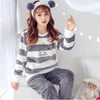 Image of JULY'S SONG Flannel Women Pajamas Sets Autumn Winter Pajamas Cartoon Thick Warm Women Sleepwear Cute Animal Female Homewear