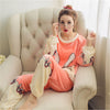 Image of JULY'S SONG Flannel Women Pajamas Sets Autumn Winter Pajamas Cartoon Thick Warm Women Sleepwear Cute Animal Female Homewear