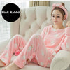 Image of JULY'S SONG Flannel Women Pajamas Sets Autumn Winter Pajamas Cartoon Thick Warm Women Sleepwear Cute Animal Female Homewear