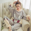 Image of JULY'S SONG Flannel Women Pajamas Sets Autumn Winter Pajamas Cartoon Thick Warm Women Sleepwear Cute Animal Female Homewear