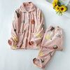 Image of JULY'S SONG Winter Pajamas Set Women Sleepwear Warm Flannel Long Sleeves Pajamas Pink Cute  Animal Homewear Thick Home Suit