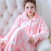 Image of JULY'S SONG Winter Pajamas Set Women Sleepwear Warm Flannel Long Sleeves Pajamas Pink Cute  Animal Homewear Thick Home Suit