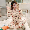 Image of JULY'S SONG Winter Pajamas Set Women Sleepwear Warm Flannel Long Sleeves Pajamas Pink Cute  Animal Homewear Thick Home Suit