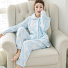 Image of JULY'S SONG Winter Pajamas Set Women Sleepwear Warm Flannel Long Sleeves Pajamas Pink Cute  Animal Homewear Thick Home Suit