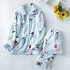 Image of JULY'S SONG Winter Pajamas Set Women Sleepwear Warm Flannel Long Sleeves Pajamas Pink Cute  Animal Homewear Thick Home Suit