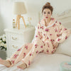 Image of JULY'S SONG Winter Pajamas Set Women Sleepwear Warm Flannel Long Sleeves Pajamas Pink Cute  Animal Homewear Thick Home Suit