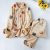 Image of JULY'S SONG Winter Pajamas Set Women Sleepwear Warm Flannel Long Sleeves Pajamas Pink Cute  Animal Homewear Thick Home Suit