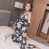 Image of JULY'S SONG Woman Pajamas Set Sling Cotton Pajamas 3 Peices Sleepwear For Women Long Sleeves Breathable Sexy Robe Homewear