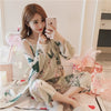 Image of JULY'S SONG Woman Pajamas Set Sling Cotton Pajamas 3 Peices Sleepwear For Women Long Sleeves Breathable Sexy Robe Homewear
