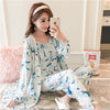 Image of JULY'S SONG Woman Pajamas Set Sling Cotton Pajamas 3 Peices Sleepwear For Women Long Sleeves Breathable Sexy Robe Homewear