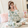 Image of JULY'S SONG Woman Pajamas Set Sling Cotton Pajamas 3 Peices Sleepwear For Women Long Sleeves Breathable Sexy Robe Homewear