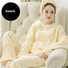 Image of JULY'S SONG Women Pajama Sets 2019 Autumn Winter Pajamas Flannel Cartoon Thick Warm Women Sleepwear Cute Animal Female Homewear