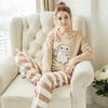 Image of JULY'S SONG Women Pajama Sets 2019 Autumn Winter Pajamas Flannel Cartoon Thick Warm Women Sleepwear Cute Animal Female Homewear