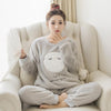 Image of JULY'S SONG Women Pajama Sets 2019 Autumn Winter Pajamas Flannel Cartoon Thick Warm Women Sleepwear Cute Animal Female Homewear