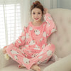 Image of JULY'S SONG Women Pajama Sets 2019 Autumn Winter Pajamas Flannel Cartoon Thick Warm Women Sleepwear Cute Animal Female Homewear