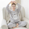 Image of JULY'S SONG Women Pajama Sets 2019 Autumn Winter Pajamas Flannel Cartoon Thick Warm Women Sleepwear Cute Animal Female Homewear
