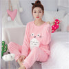 Image of JULY'S SONG Women Pajama Sets 2019 Autumn Winter Pajamas Flannel Cartoon Thick Warm Women Sleepwear Cute Animal Female Homewear
