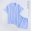 Image of Japanese simple short pyjamas women 100% cotton short sleeves ladies pajama sets shorts Cute cartoon sleepwear women homewear