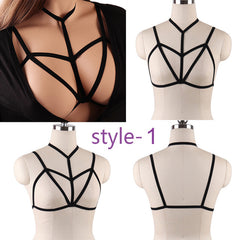 Jartiyer Sexy Ladies Women Body Harness Bra Fetish Chest Bondage Lingerie Erotic Cage Bra Gothic Garter Sword Belt Suspenders