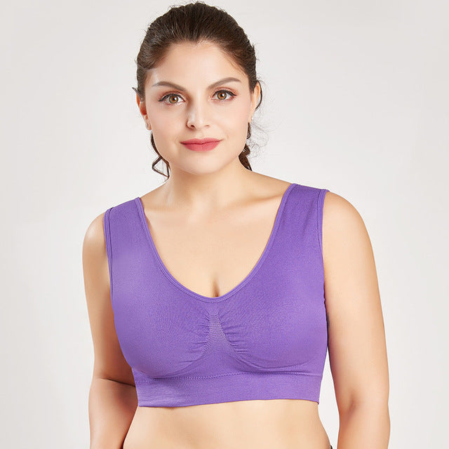 Jerrinut Bras For Women Plus Size Seamless Bra Cotton Breathable Underwear Wireless With Pads Push Up Bra Plus Size 5XL 6XL