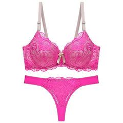 Julexy New 2019 Sexy Lace Women bra set thong hollow out Underwear Panty Set  intimante Bra brief lingerie set