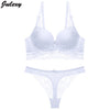 Image of Julexy Sexy Thong lady push up bra set Lace hollow out bralette underwear panty set intimates Black Red Women bra brief set