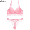 Image of Julexy Sexy Thong lady push up bra set Lace hollow out bralette underwear panty set intimates Black Red Women bra brief set