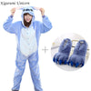 Image of Kigurumi Unicorn Pajama Adult Animal Stitch Onesie Women Men Couple 2019 Winter Pajamas Suit Cat Sleepwear Flannel Pijamas