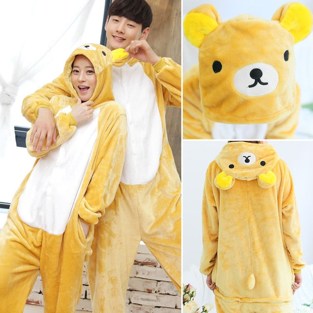 Kigurumi Unicorn Pajama Stitch Adult Animal Onesie Women Men Couple 2019 Winter Pajamas Suit Cat Sleepwear Flannel Pijamas