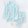 Image of Korea Fresh maple leaf pajama sets women 100% gauze cotton long sleeve casual sleepwear women pyjamas summer hot sale 2019