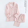 Image of Korea Fresh maple leaf pajama sets women 100% gauze cotton long sleeve casual sleepwear women pyjamas summer hot sale 2019
