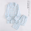 Image of Korea Fresh maple leaf pajama sets women 100% gauze cotton long sleeve casual sleepwear women pyjamas summer hot sale 2019