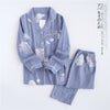 Image of Korea Fresh maple leaf pajama sets women 100% gauze cotton long sleeve casual sleepwear women pyjamas summer hot sale 2019