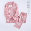 Image of Korea Fresh maple leaf pajama sets women 100% gauze cotton long sleeve casual sleepwear women pyjamas summer hot sale 2019
