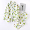 Image of Korea Fresh maple leaf pajama sets women 100% gauze cotton long sleeve casual sleepwear women pyjamas summer hot sale 2019