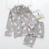 Image of Korea Fresh maple leaf pajama sets women 100% gauze cotton long sleeve casual sleepwear women pyjamas summer hot sale 2019